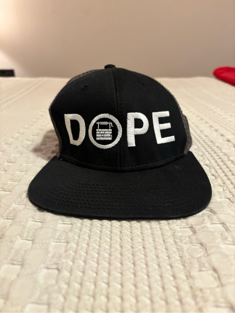 DOPE Black Snapback Hat with White Embroidered Logo